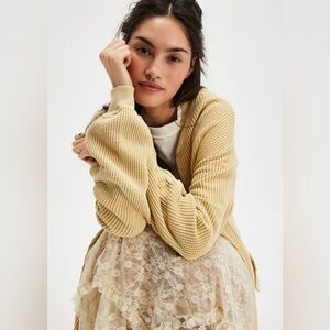Free People One Lupo Bomber Cardi NWOT
Size S/P soft yellow